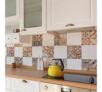 CREARREDA Adhesivos para baldosas azulejos modernas, 20 Piezas 20_x_20 cm, Vinilo Autoadhesivo Impermeable Decoración Baños y Cocinas, Made in Italy