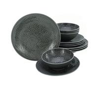 CreaTable, 21626 Serie Orient Mandala - Juego de vajilla de 12 piezas de porcelana, apto para lavavajillas y microondas, fabricado en Europa