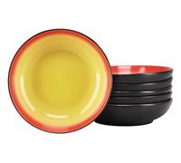 CreaTable, 24921 Hot Red - Juego de 6 platos hondos para 6 personas (gres, apto para lavavajillas y microondas, producción de calidad)
