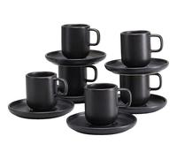 Creatable, 25256 Serie Uno Black, juego de 12 piezas para 6 personas, tazas de espresso de gres, apto para lavavajillas y microondas, fabricado en Portugal