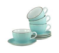 CreaTable, 34041, Serie Vintage Nature Aqua, 8-teiliges Geschirrset für 4 Personen, Cappuccino Set aus Porzellan, spülmaschinen- und mikrowellengeeignet, Made in Europe
