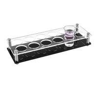 CREATCABIN 12 Soporte para Vasos de Chupito Bandeja para Vasos de Chupito Acrílico Negro Transparente Gran Apertura Orificio de 1.5 Pulgadas Bandejas para Servir Cerveza Vino Bar Fiesta 30x10.5x5.2cm