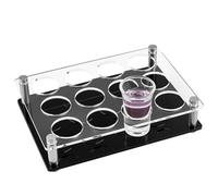 CREATCABIN Bandeja de Acrílico Transparente para Vasos de Chupito Color Negro con Orificio de 12 Pulgadas para Cerveza Vino Exhibidores Bandejas para Bar Fiestas Clubes Fiestas Familiares 21x15x5.2cm