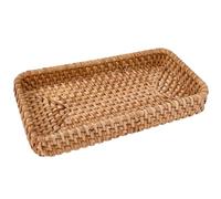 CREATCABIN Bandeja Pequeña de Ratán para Servir Bandeja Decorativa de Mimbre Rectangular Tejida A Mano para Encimera para Guardar Joyas Y Perfumes Ideal para Mesa de Centro Comedor Hogar 21x11x3.8cm