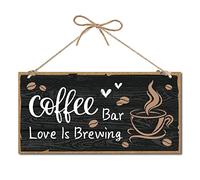 CREATCABIN Letrero Barra Café Decoración Madera Hogar Placa Colgar Pared Arte Madera Letrero Puerta Amor Está Elaborando Corazón para Barra Accesorios Tienda Granja Cocina Patio Decoración 30x15cm