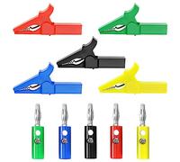 Create idea 5 juegos de pinzas de cocodrilo con conectores banana de 4 mm, 220 V 30 A, aislados, clips de cocodrilo de protección completa, clips de prueba eléctricos para multímetro y medidor de