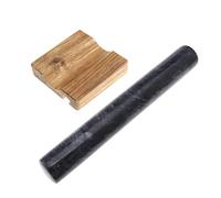 Create idea Rodillo de mármol pulido francés con soporte de madera para teléfono celular, juego de rodillo de masa para hornear pastelería, pizza, 12 pulgadas, color negro