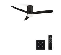 CREATE- Ventilador de techo 40W silencioso 100% madera varios tamaños CON LUZ, color Negro - WIND CALM NATURAL WOOD.
