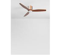 CREATE - Ventilador de techo 40W silencioso (Ø132 cm) 100% madera - Con luz LED - Color motor cuerda Blanco/Negro/Ocre - Mando a distancia - WIND CALM CUSTOM WOVEN