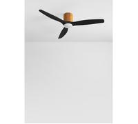 CREATE - Ventilador de techo 40W silencioso (Ø132 cm) 100% madera - Con luz LED - Color motor cuerda Ocre/Ocre oscuro - Mando a distancia - WIND CALM CUSTOM WOVEN