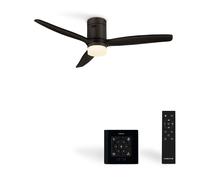 CREATE / WINDCALM/Ventilador de techo ABS con luz negro aspas efecto madera clara con controlador y mando / 40W, Silencioso, Ø132 cm, 6 velocidades, 3 temperaturas de luz, función verano-invierno