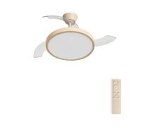 CREATE - Ventilador de techo 40W silencioso aspas retráctiles con luz LED, con Luz, tamaño Ø91cm o Ø108 cm - WIND CLEAR STUDIO