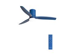 CREATE - Ventilador de techo 40W silencioso Con luz (Ø132 cm), 6 velocidades, Color motor Azul cobalto aspas ABS Azul cobalto - WIND CALM