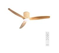 CREATE / WIND CALM CUSTOM RATTAN/Ventilador de techo con luz madera clara con mando / 40W, Silencioso, Ø132 cm, doble luz, 6 velocidades, luz LED 3 temperaturas, función verano-invierno