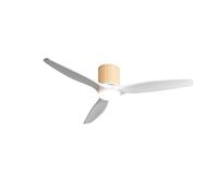 CREATE / WIND CALM CUSTOM RATTAN/Ventilador de techo con luz ratán claro aspas madera natural blanco con mando / 40W, Doble luz, Ø132 cm, luz LED 3 temperaturas, función verano-invierno