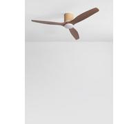 CREATE / WIND CALM CUSTOM RATTAN/Ventilador de techo con luz ratán claro aspas madera natural moca con mando / 40W, Doble luz, Ø132 cm, luz LED 3 temperaturas, función verano-invierno