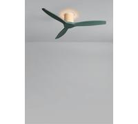 CREATE / WIND CALM CUSTOM RATTAN/Ventilador de techo ratán claro aspas madera natural verde sage con mando / 40W, Silencioso, Ø132 cm, 6 velocidades