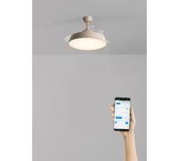 CREATE / WIND CLEAR CONTOUR/Ventilador de techo con luz lino arena con Wifi y mando / 40W, Temporizador, Ø 107 cm, aspas retráctiles, 3 temperaturas de luz, función verano-invierno