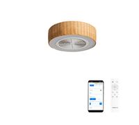 CREATE / WIND CLEAR EASY S/Ventilador de techo con aspas ocultas ratán con wifi y mando / 40W, Silencioso, Ø50 cm, luz LED 3 temperaturas, temporizador, función verano-invierno
