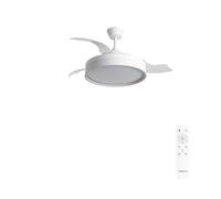 CREATE / WIND CLEAR EDGE/Ventilador de techo con luz blanco con mando / 40W, Silencioso, Ø107 cm, 6 velocidades, aspas retráctiles, programable, función verano-invierno, luz led 3 temperaturas