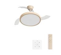 CREATE / WIND CLEAR STUDIO M/Ventilador de techo con luz arena con controlador de pared y mando / 40W, Temporizador, Ø 108 cm, aspas retráctiles, 3 temperaturas de luz, función verano-invierno