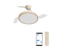 CREATE / WIND CLEAR STUDIO M/Ventilador de techo con luz arena con Wifi y mando / 40W, Temporizador, Ø 108 cm, 6 velocidades, aspas retráctiles, 3 temperaturas de luz, función verano-invierno