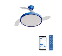 CREATE / WIND CLEAR STUDIO M/Ventilador de techo con luz azul cobalto con Wifi y mando / 40W, Temporizador, Ø 108 cm, 6 velocidades, aspas retráctiles, 3 temperaturas de luz, función verano-invierno