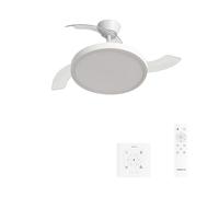 CREATE / WIND CLEAR STUDIO M/Ventilador de techo con luz blanco con controlador de pared y mando / 40W, Temporizador, Ø 108 cm, aspas retráctiles, 3 temperaturas de luz, función verano-invierno