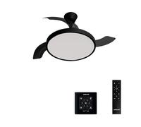 CREATE / WIND CLEAR STUDIO M/Ventilador de techo con luz negro con controlador de pared y mando / 40W, Temporizador, Ø 108 cm, aspas retráctiles, 3 temperaturas de luz, función verano-invierno