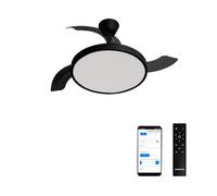 CREATE / WIND CLEAR STUDIO M/Ventilador de techo con luz negro con Wifi y mando / 40W, Temporizador, Ø 108 cm, 6 velocidades, aspas retráctiles, 3 temperaturas de luz, función verano-invierno
