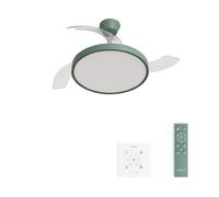 CREATE / WIND CLEAR STUDIO M/Ventilador de techo con luz verde sage mando / 40W, Temporizador, Ø 108 cm, 6 velocidades, aspas retráctiles, 3 temperaturas de luz, función verano-invierno