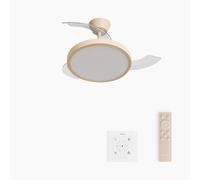 CREATE / WIND CLEAR STUDIO S/Ventilador de techo con luz arena con controlador de pared y mando / 40W, Temporizador, Ø 91 cm, aspas retráctiles, 3 temperaturas de luz, función verano-invierno
