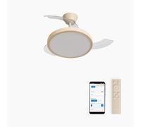 CREATE / WIND CLEAR STUDIO S/Ventilador de techo con luz arena con Wifi y mando / 40W, Temporizador, Ø 91 cm, 6 velocidades, aspas retráctiles, 3 temperaturas de luz, función verano-invierno