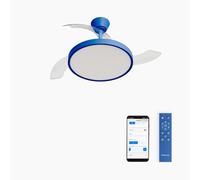 CREATE / WIND CLEAR STUDIO S/Ventilador de techo con luz azul cobalto con Wifi y mando / 40W, Temporizador, Ø 91 cm, 6 velocidades, aspas retráctiles, 3 temperaturas de luz, función verano-invierno