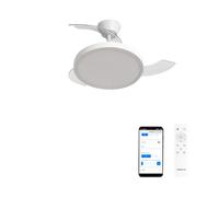 CREATE / WIND CLEAR STUDIO S/Ventilador de techo con luz blanco con Wifi y mando / 40W, Temporizador, Ø 91 cm, 6 velocidades, aspas retráctiles, 3 temperaturas de luz, función verano-invierno