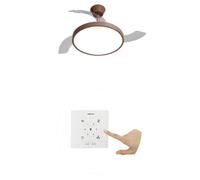 CREATE / WIND CLEAR STUDIO S/Ventilador de techo con luz moca con controlador de pared y mando / 40W, Temporizador, Ø 91 cm, aspas retráctiles, 3 temperaturas de luz, función verano-invierno