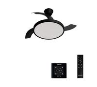 CREATE / WIND CLEAR STUDIO S/Ventilador de techo con luz negro con controlador de pared y mando / 40W, Temporizador, Ø 91 cm, aspas retráctiles, 3 temperaturas de luz, función verano-invierno