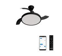 CREATE / WIND CLEAR STUDIO S/Ventilador de techo con luz negro con Wifi y mando / 40W, Temporizador, Ø 91 cm, 6 velocidades, aspas retráctiles, 3 temperaturas de luz, función verano-invierno