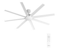 CREATE / WIND INDUSTRIAL XXL/Ventilador de techo blanco con mando / 40W, Silencioso, Ø183 cm, 6 velocidades, programable, función verano-invierno