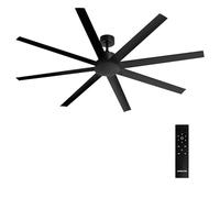 CREATE / WIND INDUSTRIAL XXL/Ventilador de techo negro con mando / 40W, Silencioso, Ø183 cm, 6 velocidades, programable, función verano-invierno