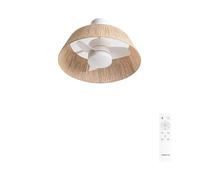 CREATE - Ventilador de techo 25W silencioso Ø60cm con luz LED - S - con luz - WIND LAMP NATURAL WOVEN Off-white