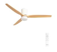 CREATE / WINDCALM L/Ventilador de techo ABS con luz blanco aspas efecto madera clara con mando / 40W, Silencioso, Ø152 cm, 6 velocidades, 3 temperaturas de luz, temporizador, función verano-invierno