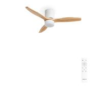 CREATE / WINDCALM LINE/Ventilador de techo con luz blanco madera natural y líneas horizontales con mando / 40W, Ø132 cm, 6 velocidades, 3 temperaturas de luz, temporizador, función verano-invierno