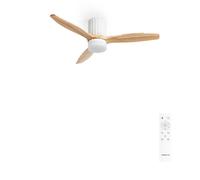 CREATE / WINDCALM LINE/Ventilador de techo con luz blanco madera natural y líneas verticales con mando / 40W, Ø132 cm, 6 velocidades, 3 temperaturas de luz, temporizador, función verano-invierno