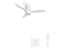 CREATE / WINDCALM LINE/Ventilador de techo con luz blanco y líneas horizontales con controlador y mando / 40W, Ø132 cm, 6 velocidades, 3 temperaturas de luz, temporizador, función verano-invierno