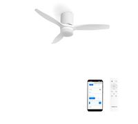 CREATE / WINDCALM LINE/Ventilador de techo con luz blanco y líneas horizontales con Wifi y mando / 40W, Ø132 cm, 3 temperaturas de luz, temporizador, función verano-invierno