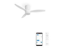 CREATE / WINDCALM LINE/Ventilador de techo con luz blanco y líneas verticales con Wifi y mando / 40W, Silencioso, Ø132 cm, 6 velocidades, 3 temperaturas de luz, temporizador, función verano-invierno