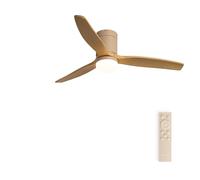 CREATE/WINDCALM M/Ventilador de techo ABS con luz arena efecto aspas madera clara y mando / 40W, Silencioso, Ø132 cm, 6 velocidades, 3 temperaturas de luz, temporizador, función verano-invierno