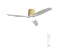 CREATE / WINDCALM M/Ventilador de techo ABS con luz efecto madera clara aspas blanco y mando / 40W. Silencioso. Ø132 cm. 6 velocidades. 3 temperaturas de luz. temporizador. función verano-invierno