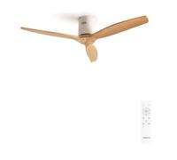 CREATE / WINDCALM NATURAL WOOD M/Ventilador de techo blanco aspas madera clara y mando / 40W, Temporizador, Ø132 cm, 6 velocidades, silencioso, función verano-invierno
